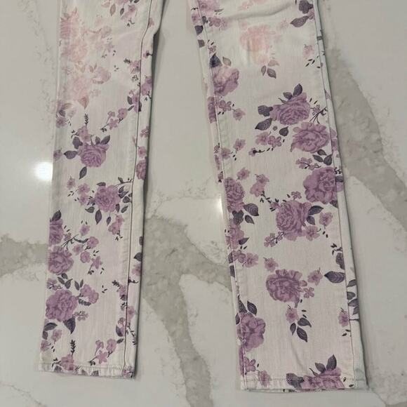 Vintage Y2K American Eagle Floral Boho Skinny Denim Jeans Women's 8 Long Cream - Picture 2 of 8